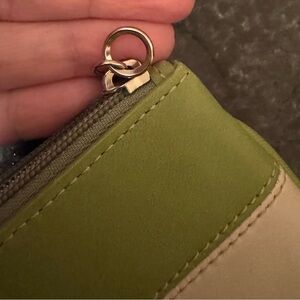 Coach Two-Tone Green and Cream Leather Wristlet